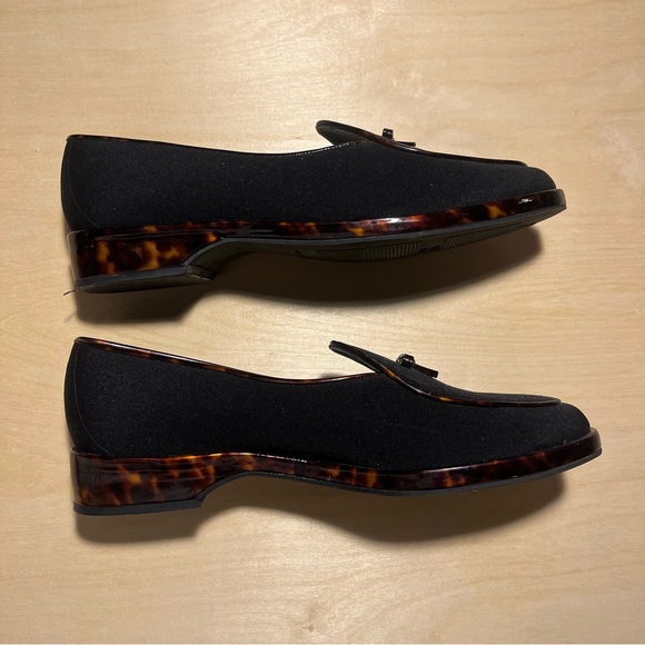 Stuart Weitzman Black Loafers with Tortoiseshell Trim - Picture 5 of 5